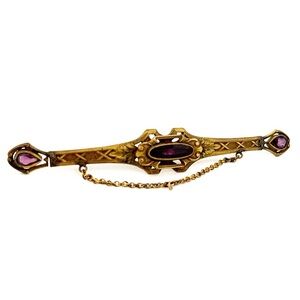 Antique Victorian faceted amethyst pin brooch